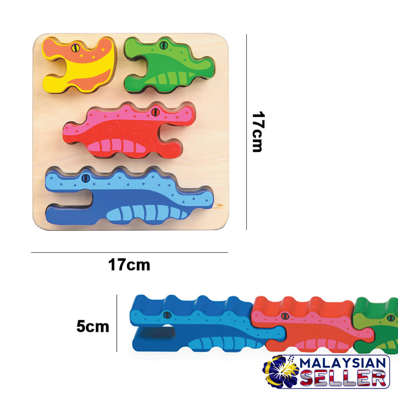 idrop Creative Colorful Wood Crocodile Block Toy for Kids Children [ BR-34906 ]