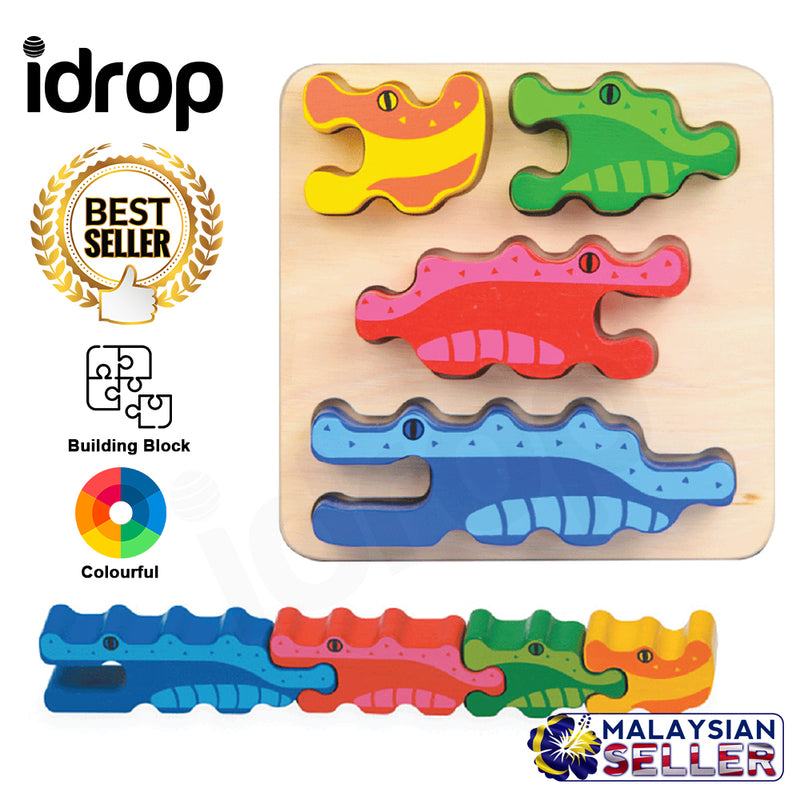 idrop Creative Colorful Wood Crocodile Block Toy for Kids Children [ BR-34906 ]