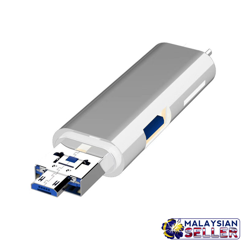 idrop 3 in 1 Type-C Card Reader Micro USB Type-C Flash Drive Adapter Connector