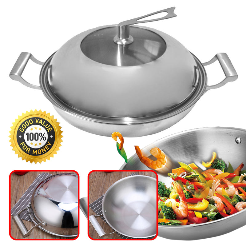 idrop Double Handle Cooking Frying Couldron Pan [ 36cm ]