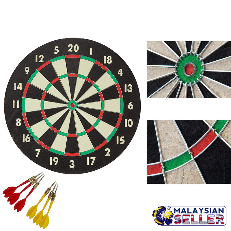 idrop Good Quality 16 inch Double-Sided Dart Board Game Set with Six Included Brass Darts