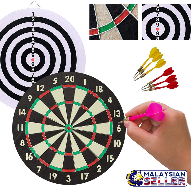 idrop Good Quality 16 inch Double-Sided Dart Board Game Set with Six Included Brass Darts