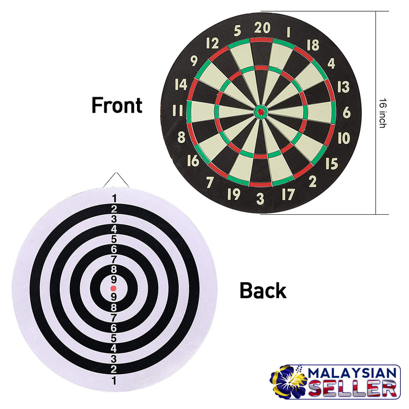 idrop Good Quality 16 inch Double-Sided Dart Board Game Set with Six Included Brass Darts