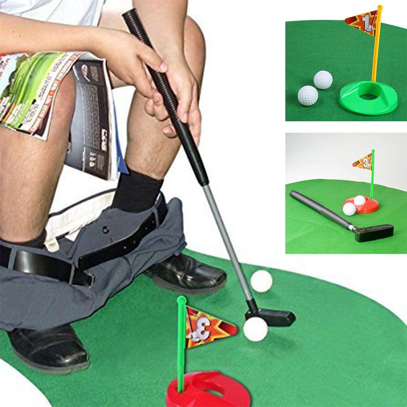 idrop Toilet Golf Potty Putter Toilet Putting Mat Golf Game for Bathroom Mini Golf Training