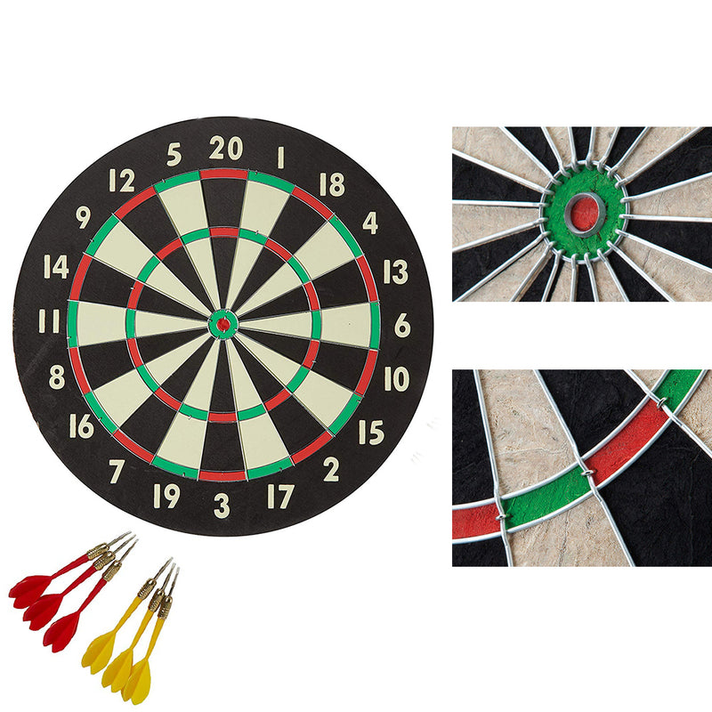 idrop Good Quality 16 inch Double-Sided Dart Board Game Set with Six Included Brass Darts