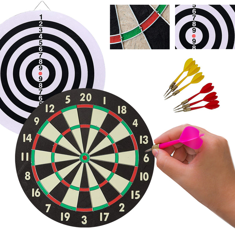 idrop Good Quality 16 inch Double-Sided Dart Board Game Set with Six Included Brass Darts