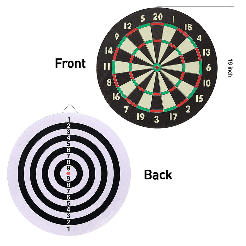 idrop Good Quality 16 inch Double-Sided Dart Board Game Set with Six Included Brass Darts