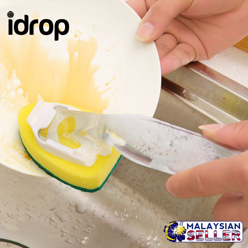 idrop Dish Wand Brush Cleaner Sponge Soap Dispenser Scrubber Cleaner