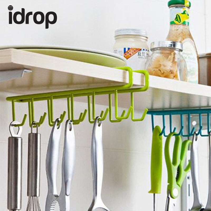 idrop Set of 2 Multifunctional Stainless Steel Double Row Hook Hanger Kitchen Cupboard Hanger Bathroom
