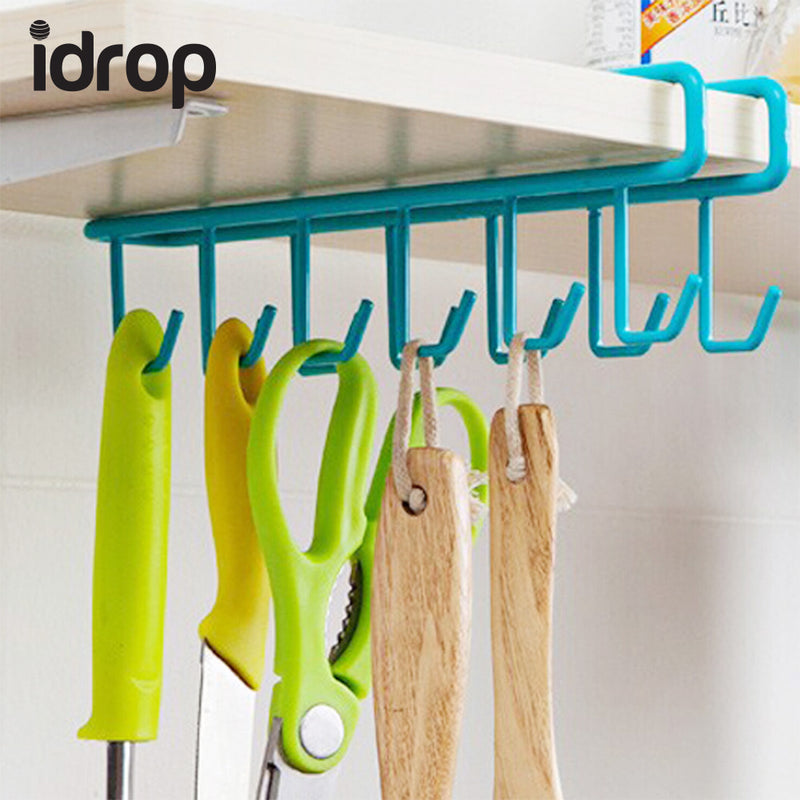 idrop Set of 2 Multifunctional Stainless Steel Double Row Hook Hanger Kitchen Cupboard Hanger Bathroom