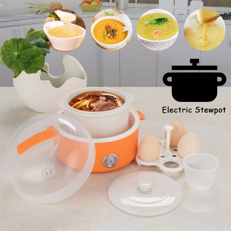 idrop Portable Mini Electric Stewpot with Egg Rack Ceramic liner [0.7L]