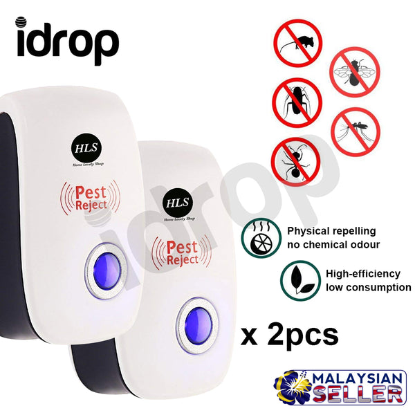 idrop Set of 2 Electronic Ultrasonic Pest Repeller Anti Cockroach, Rodents, Flies, etc