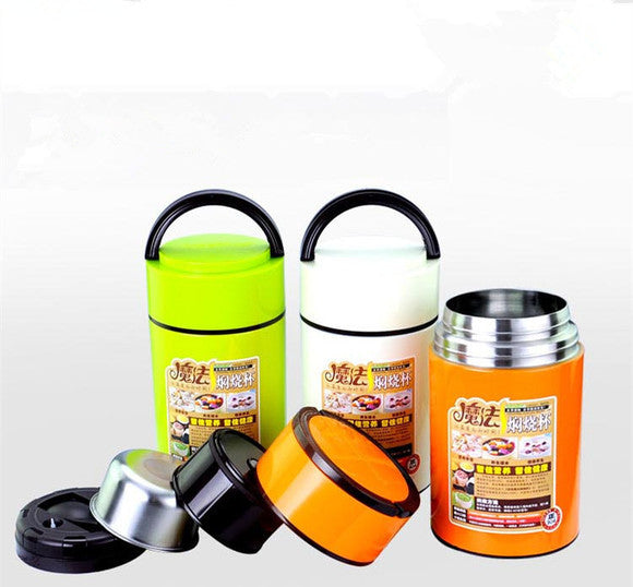 Stainless Steel Vacuum Stew Pot With Spoon - Random