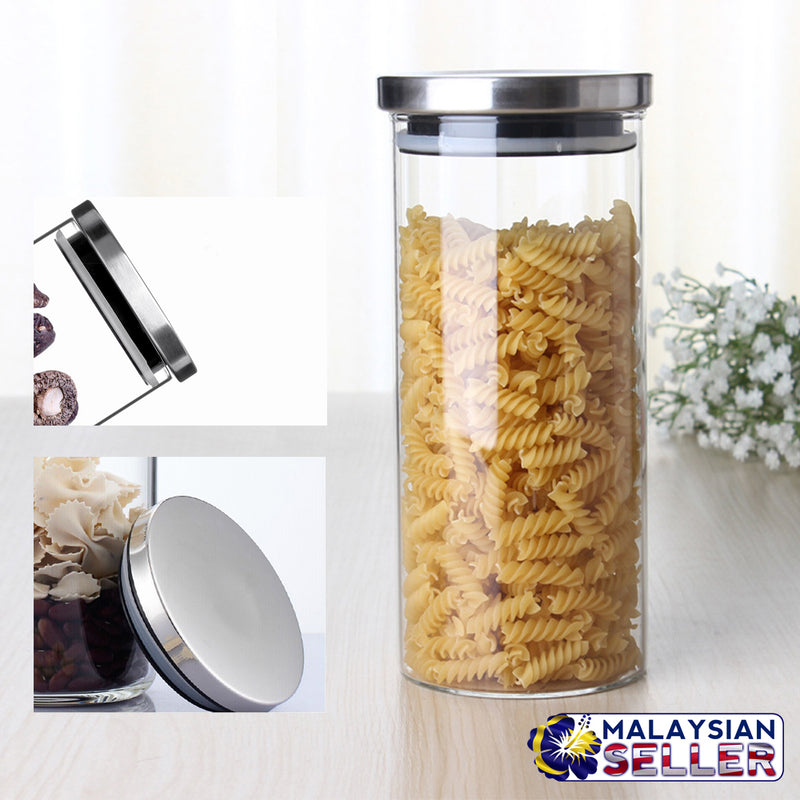 idrop Transparent Food Storage Canister Safe Clear Borosilicate Glass Jar With Stainless Steel Lid