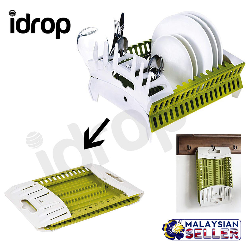 idrop Portable Kitchen Foldable Dish Rack and Spoon & Glass Holder & Kitchen Storage