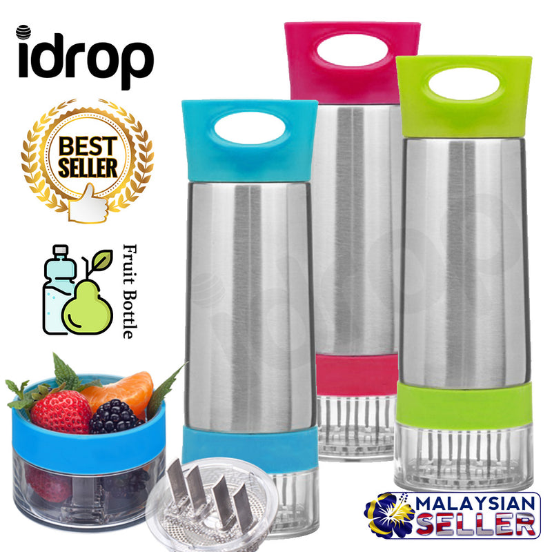 idrop 600ml Stainless Steel Creative Reusable Fruit Bottle for Kitchen Tool