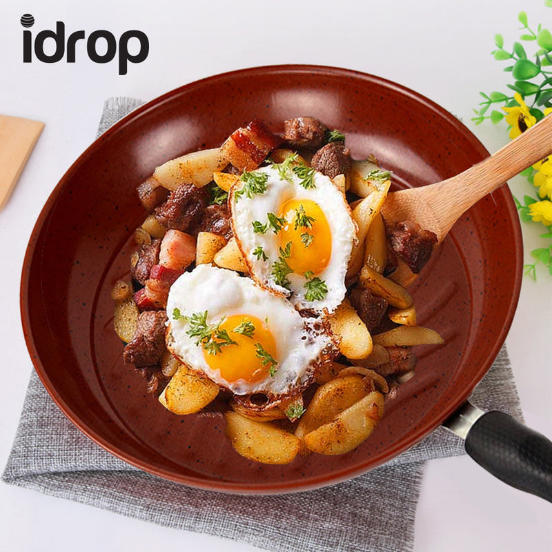 idrop High Quality Smooth Surface Extra Stainless Steel Non-Stick Frying Pan Cooking Wok Pan