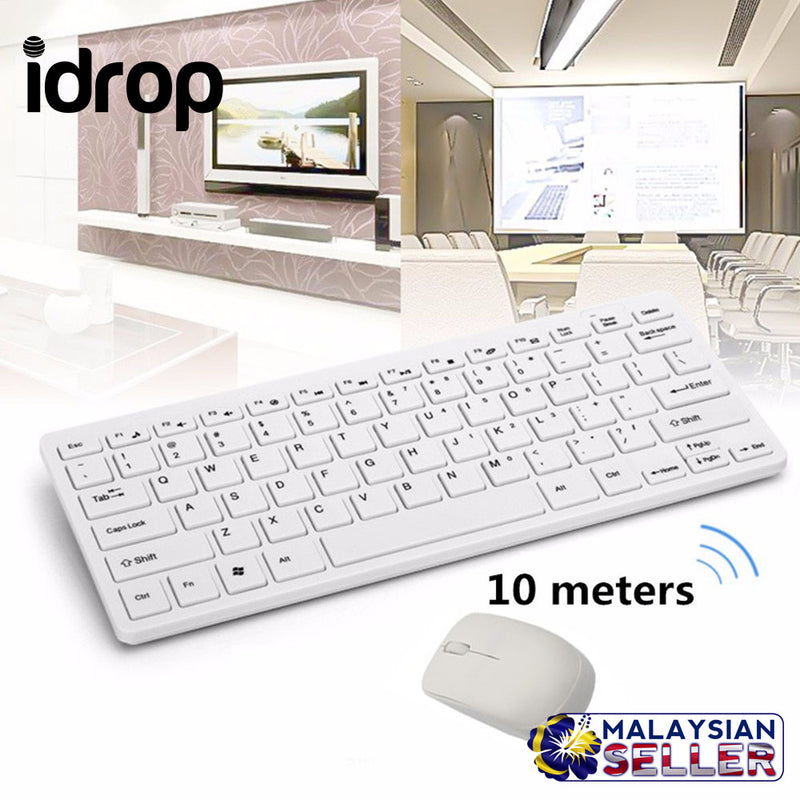 idrop HK-03 Ultra Slim Thin Design 2.4GHz Mini Wireless Keyboard Mouse for Home Office PC Laptop Desktop Computer Keyboard Set