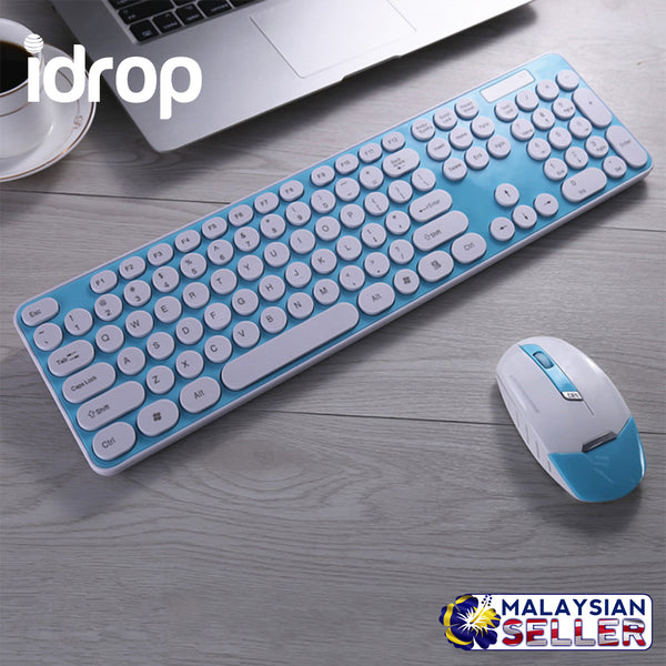 idrop  HK3960 Ultra-thin Elegant 2.4G Wireless Keyboard and Shine Optical Mouse Combos & USB Receiver Kit Silicon