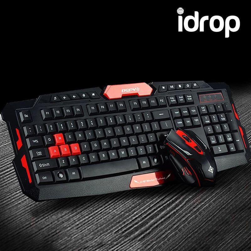 idrop HK8100 Wireless 2.4G Desktop Multimedia Gaming Keyboard + 2.4GHz 4 Buttons Mouse Set