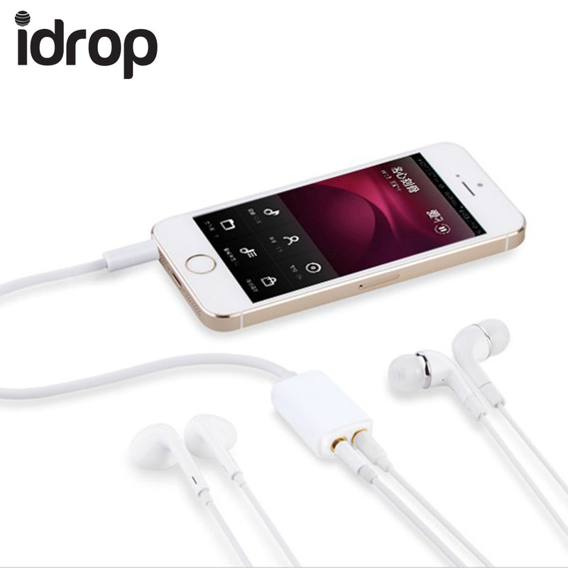 idrop 3.5mm Audio Headphone Splitter Cable Jack Lead Two Way Splitter