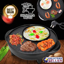 idrop 2in1 36cm Electric Hotpot & Non-Stick BBQ Grill Pan for Kitchen Tool