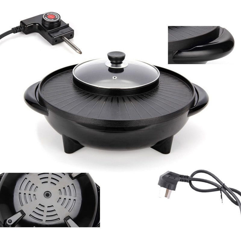idrop 2in1 36cm Electric Hotpot & Non-Stick BBQ Grill Pan for Kitchen Tool