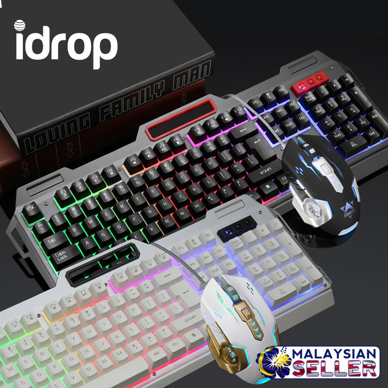 idrop K38 Wired USB Gaming Rainbow LED Backlit Keyboard and Mouse Set