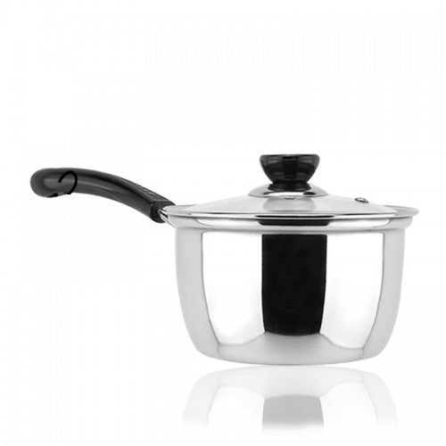 Korean Style Stainless Steel Milk Pot With Glass Lid - 18CM