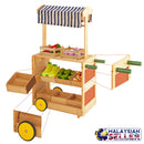 idrop Classic Kids Children Wood Trolley Kiosk with Food Storage Trays [BR-50013]