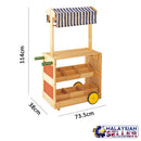 idrop Classic Kids Children Wood Trolley Kiosk with Food Storage Trays [BR-50013]