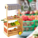 idrop Classic Kids Children Wood Trolley Kiosk with Food Storage Trays [BR-50013]