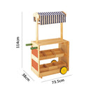 idrop Classic Kids Children Wood Trolley Kiosk with Food Storage Trays [BR-50013]