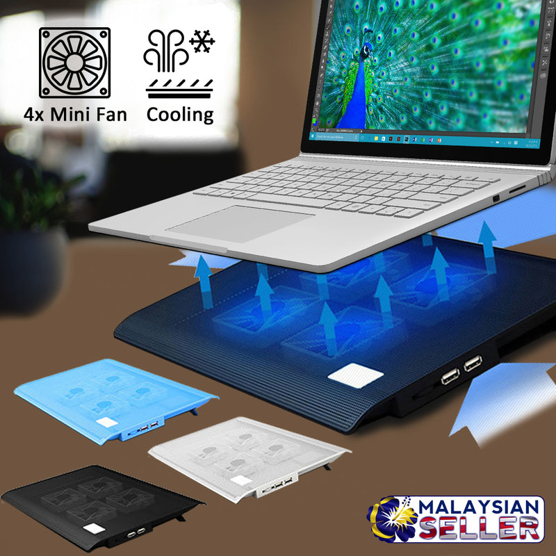 idrop L112 14"-15.6" LED Light Cooling Pad - Slim Portable USB Powered 4 Mini Fans