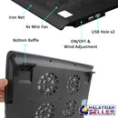 idrop L112B  LED Light Cooling Pad - Slim Portable USB Powered 6 Mini Fans [12"-15.4"]