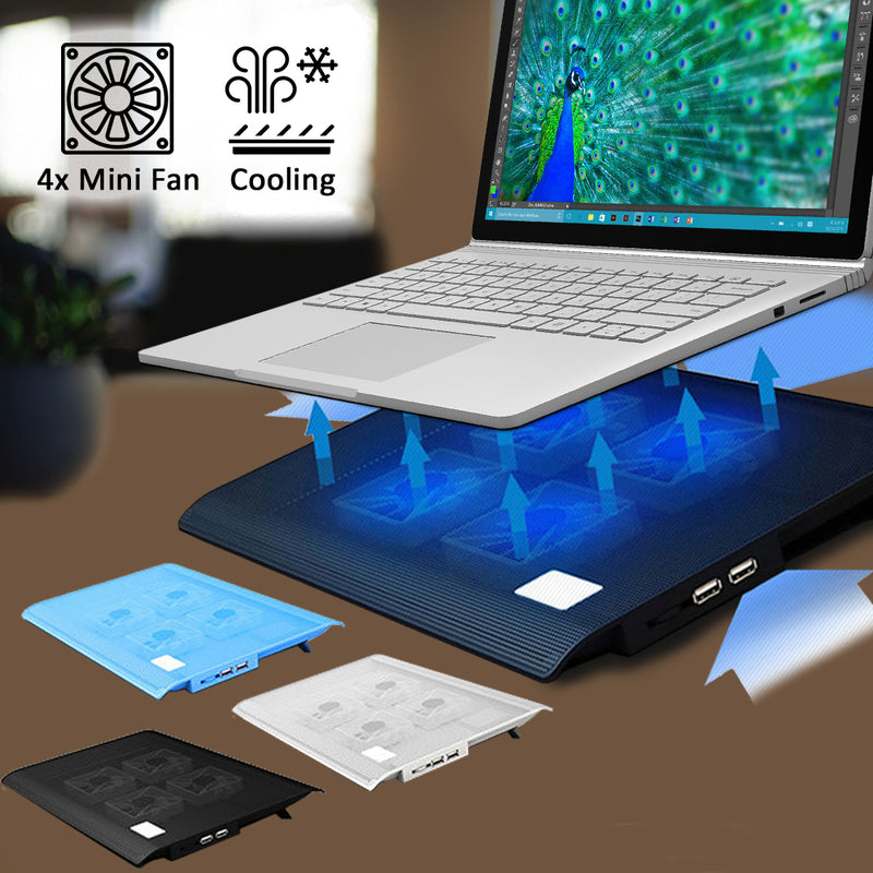 idrop L112 14"-15.6" LED Light Cooling Pad - Slim Portable USB Powered 4 Mini Fans