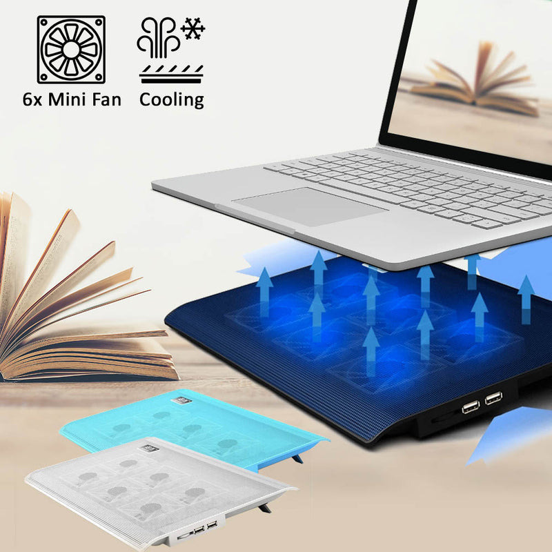 idrop L112B  LED Light Cooling Pad - Slim Portable USB Powered 6 Mini Fans [12"-15.4"]