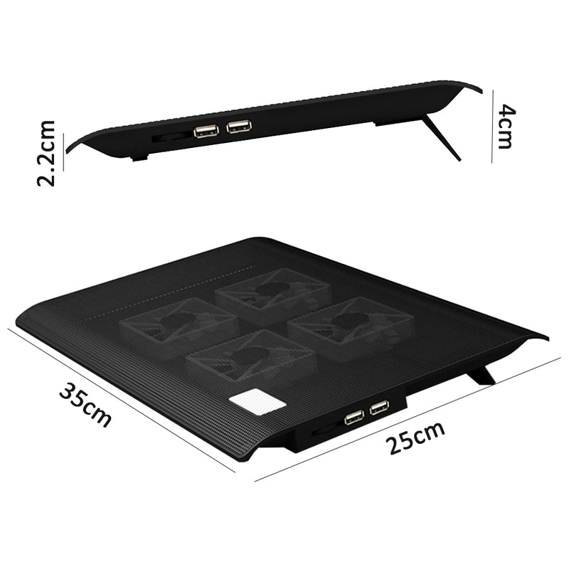 idrop L112 14"-15.6" LED Light Cooling Pad - Slim Portable USB Powered 4 Mini Fans