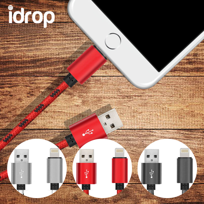 idrop Cable Charging Data Transfer 1 Meter Nylon Braided LIGHTNING to USB Charging Cable