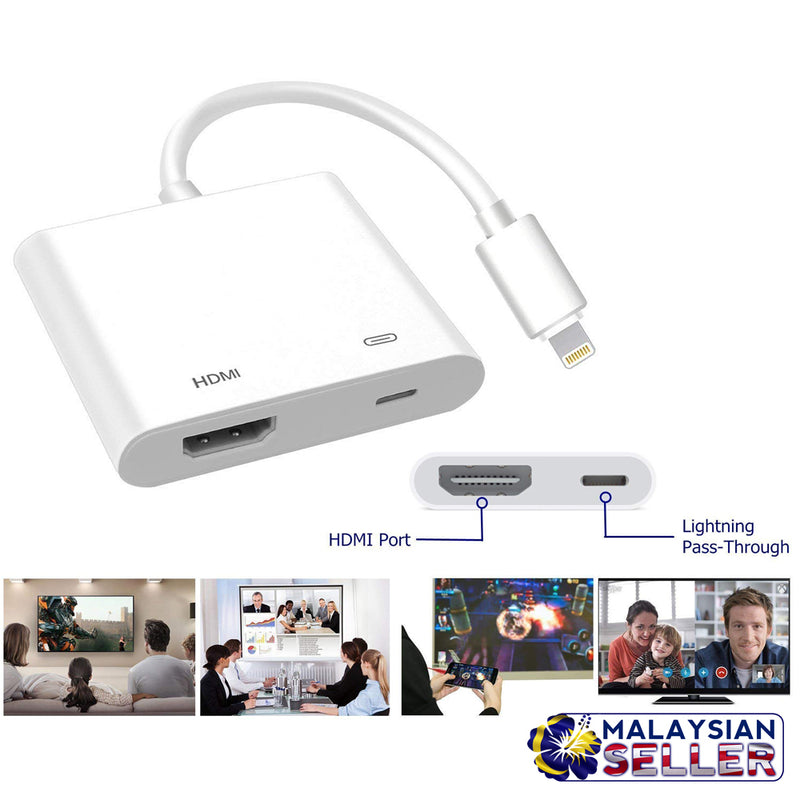 idrop Lightning Digital AV Adapter Compatible iPhone, iPad for HD TV Monitor Projector