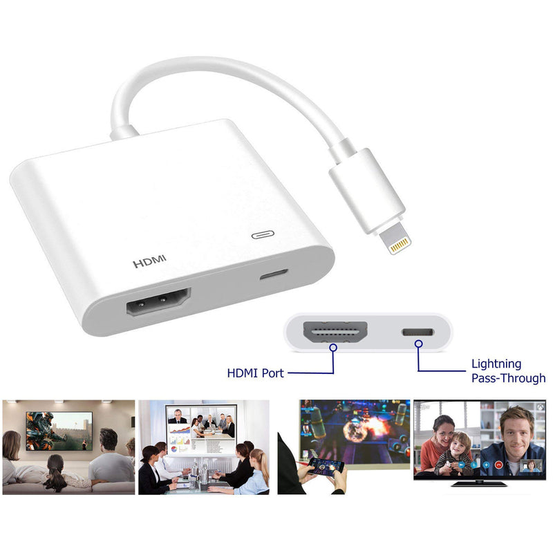 idrop Lightning Digital AV Adapter Compatible iPhone, iPad for HD TV Monitor Projector