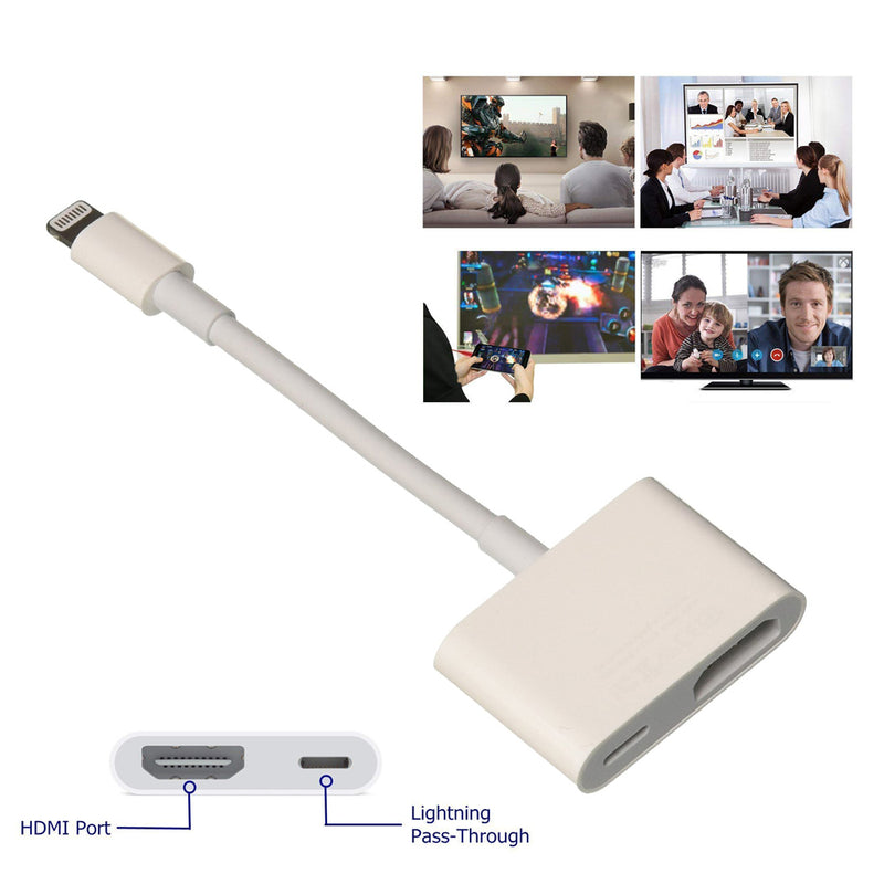 idrop Lightning Digital AV Adapter Compatible iPhone, iPad for HD TV Monitor Projector