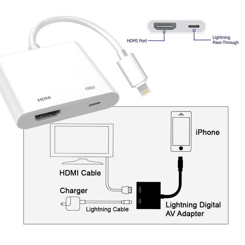 iPhone Lightning to HDMI Cable for TV Monitor Projector