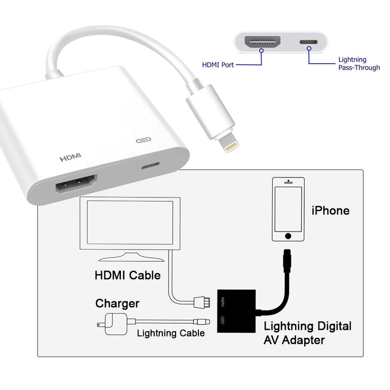 idrop Lightning Digital AV Adapter Compatible iPhone, iPad for HD TV Monitor Projector
