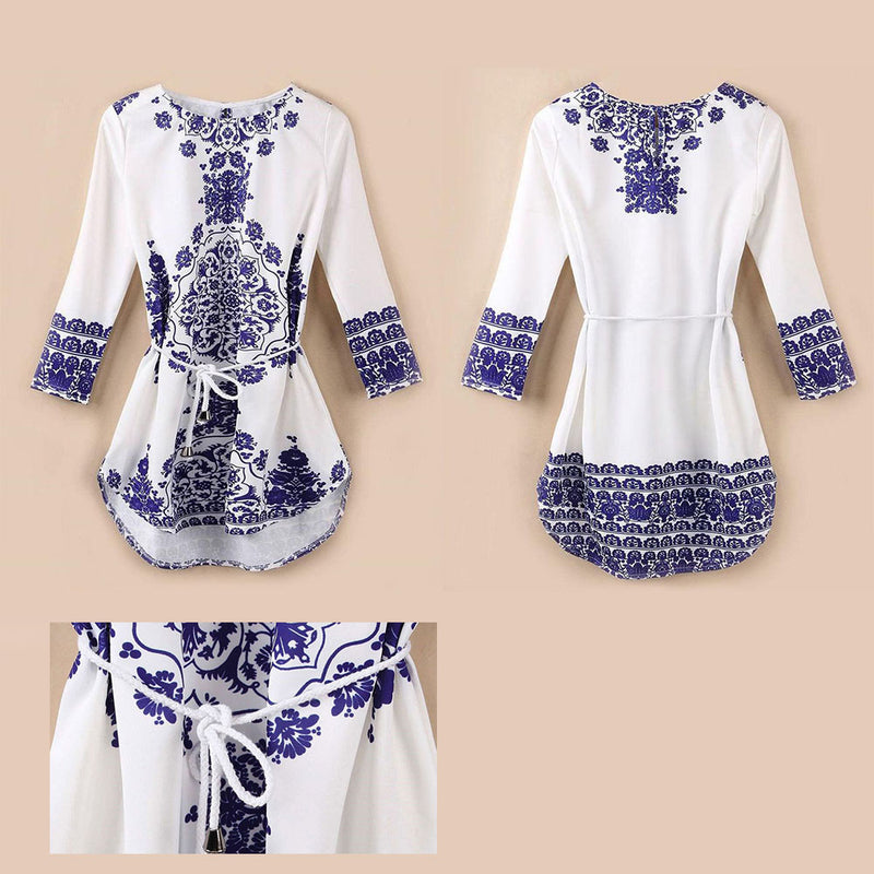 idrop Fashion Long-Sleeved Printed Tunic For Women [ S,M,L,XL ]