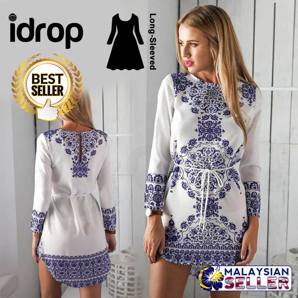 idrop Fashion Long-Sleeved Printed Tunic For Women [ S,M,L,XL ]