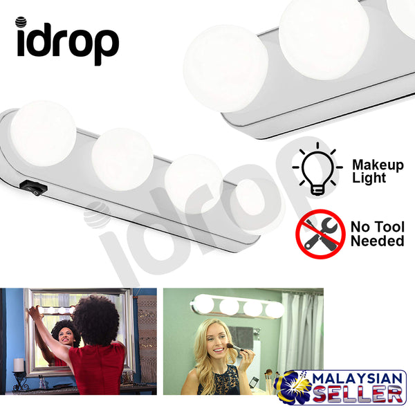 idrop Portable Makeup Light Super Bright 4 LED Bulbs for Cosmetic Mirror