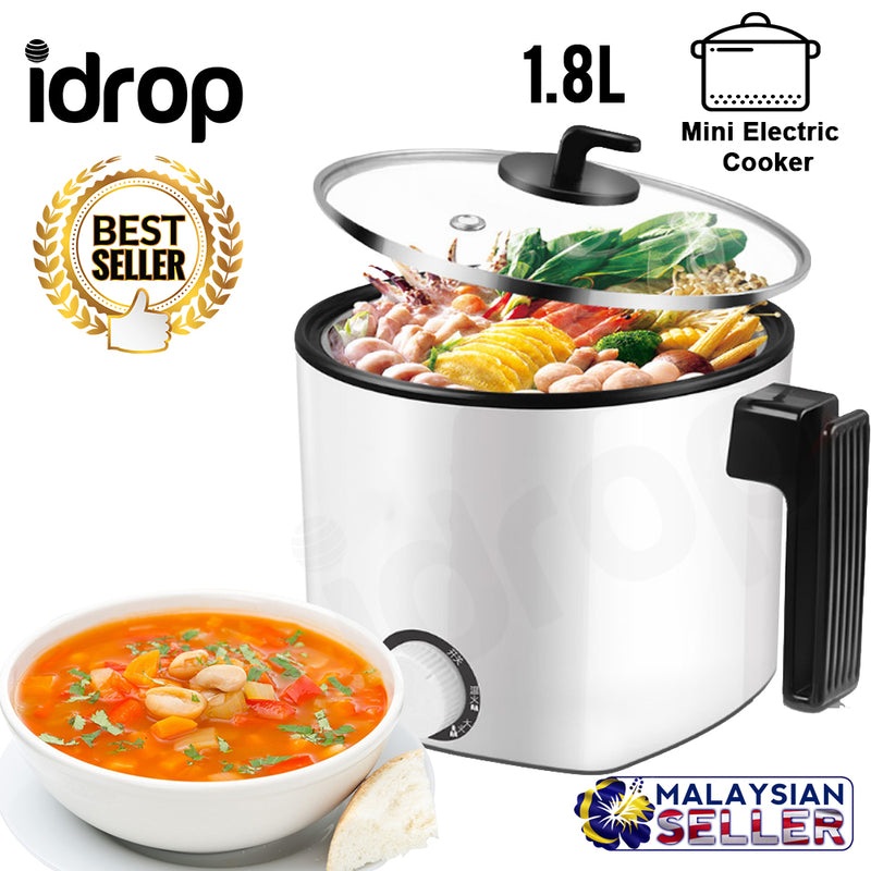 idrop 1.8L Multifunction Mini Electric Cooker for kitchen Tools [ 1-2 person ]