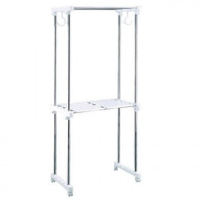 Multipurpose 2-tier Stainless Steel Adjustable Washing Machine Rack & Shelf