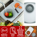 idrop Multifunction Kitchen Sink Cutting Board with Collapsible Washing Filter Basket